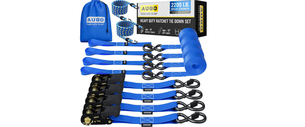 Augo Ratchet Tie Down Straps features