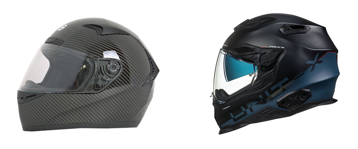 Composite fiber motorcycle helmets