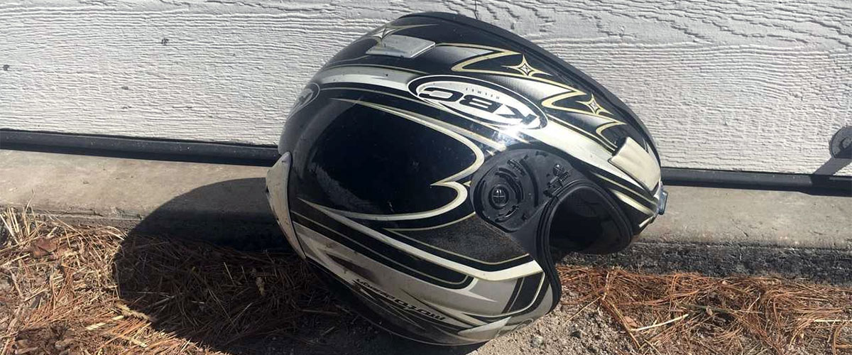 dropped my motorcycle helmet