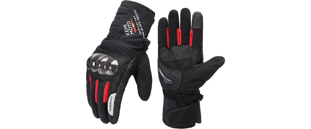 Kemimoto Motorcycle Carbon Fiber Winter Gloves features